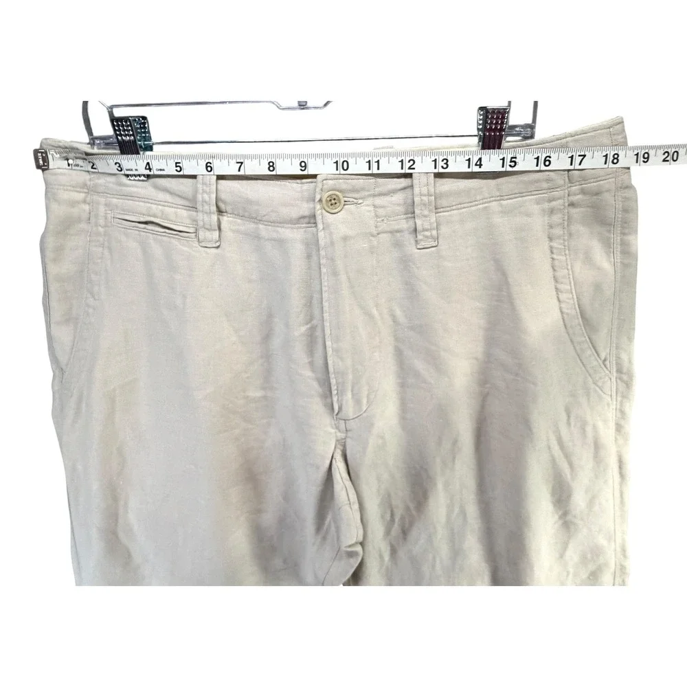 Banana Republic Linen Pants Mens 35/32 Beige Straight Leg Coastal Smart Casual